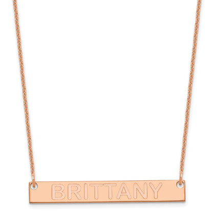 14K Rose Gold Medium Capitalized Arial Rounded Bar Necklace