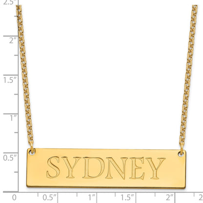 Gold Plated Sterling Silver/Gold Large Name Bar Necklace