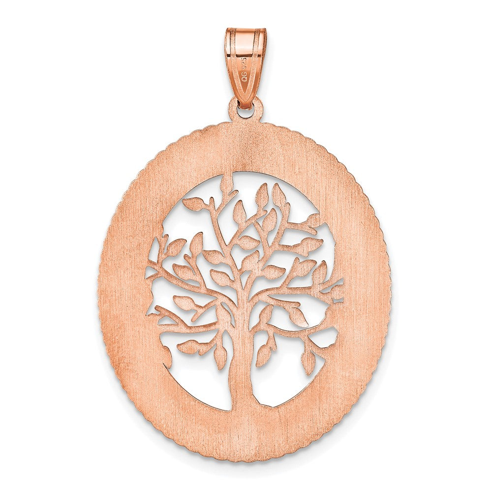 Rose Plated Sterling Silver/Rose Oval Family Tree Pendant