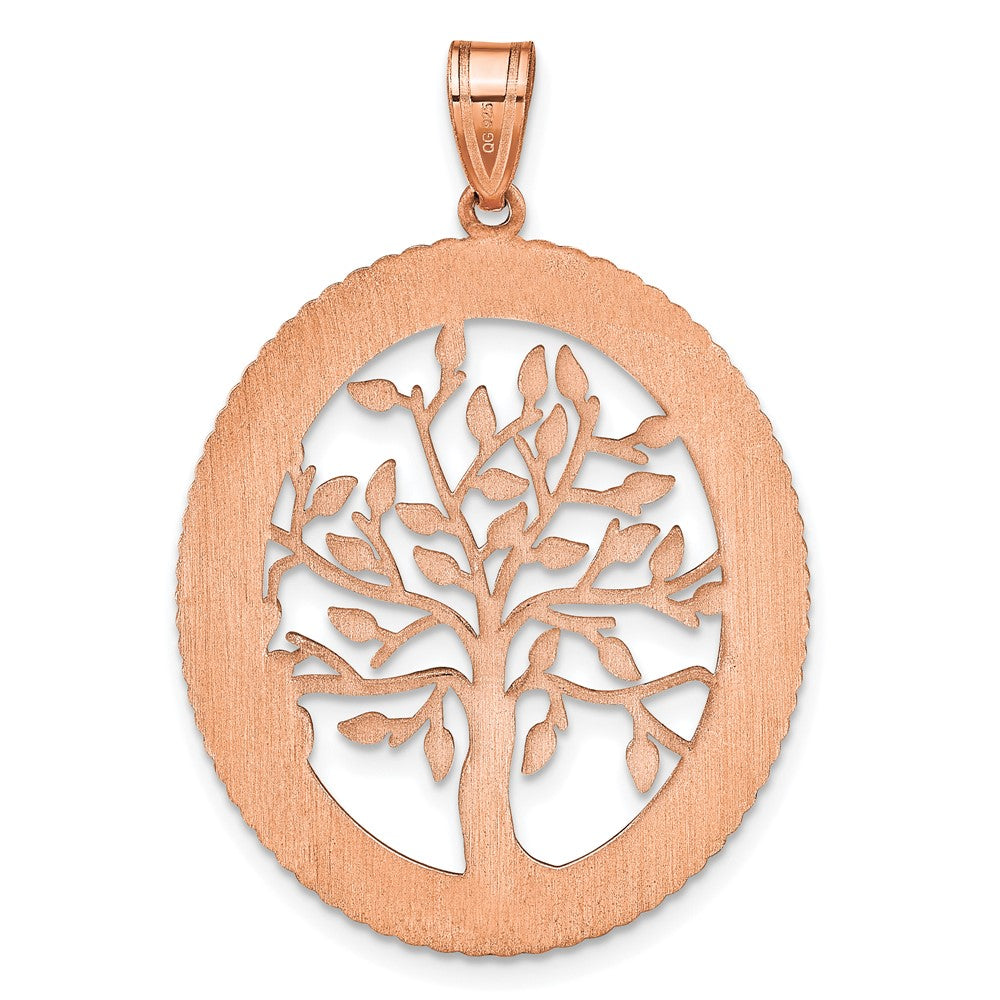 Rose Plated Sterling Silver/Rose Oval Family Tree Pendant