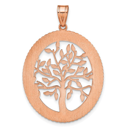 Rose Plated Sterling Silver/Rose Oval Family Tree Pendant