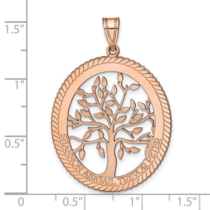 Rose Plated Sterling Silver/Rose Oval Family Tree Pendant