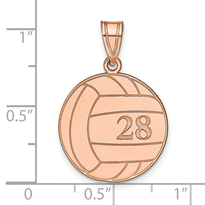 Rose Plated Sterling Silver/Rose Personalized Volleyball Pendant