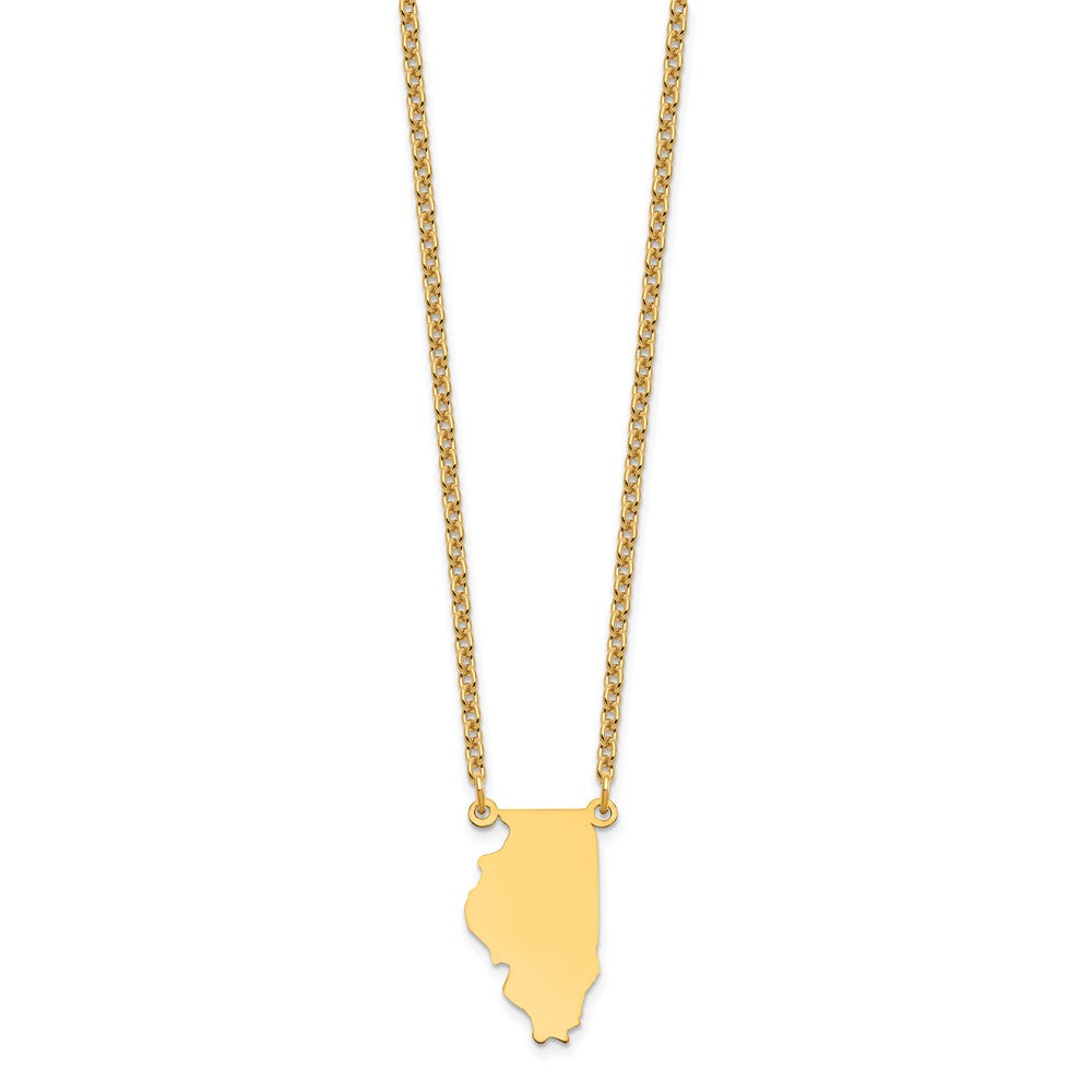 Gold Plated Sterling Silver/Gold Illinois State Necklace