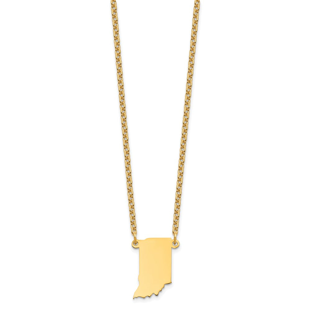 Gold Plated Sterling Silver/Gold Indiana State Necklace (XNA706GP-IN ...