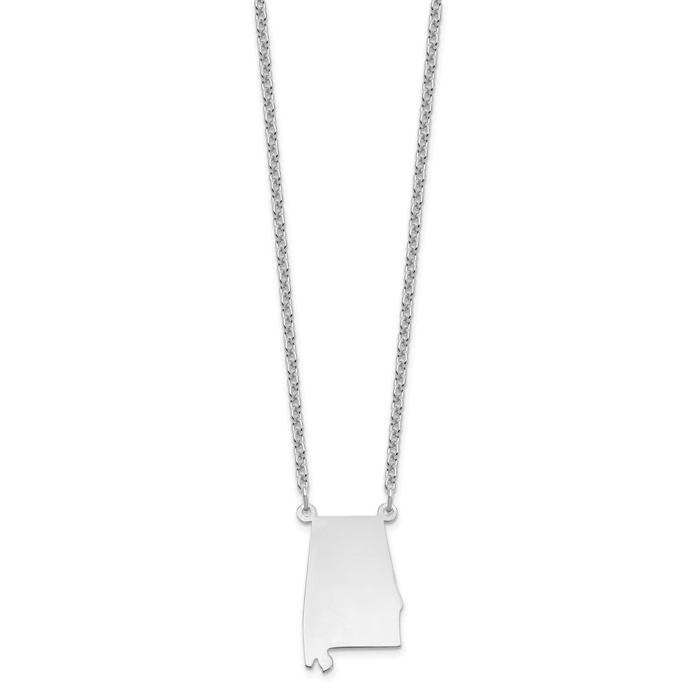 Sterling Silver Silver/Rhodium Plated Alabama State Necklace