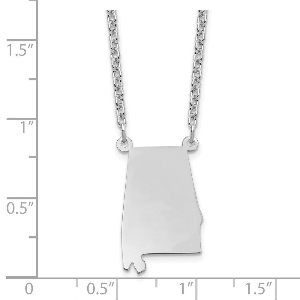 Sterling Silver Silver/Rhodium Plated Alabama State Necklace