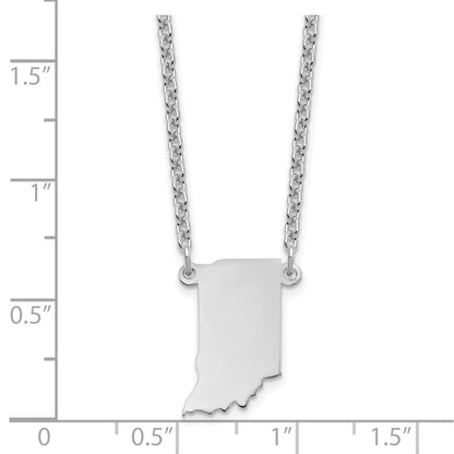 Sterling Silver Silver/Rhodium Plated Indiana State Necklace
