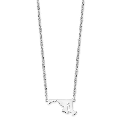 Sterling Silver Silver/Rhodium Plated Maryland State Necklace