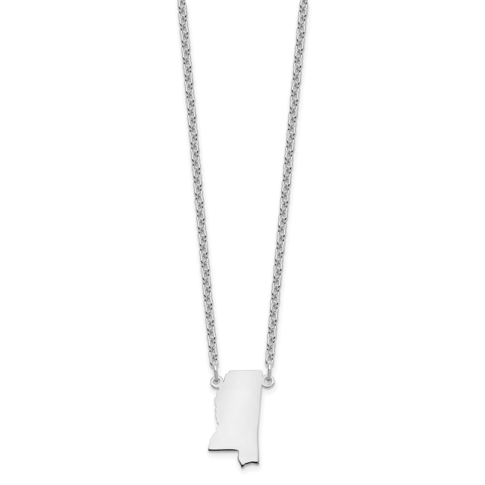 Sterling Silver Silver/Rhodium Plated Mississippi State Necklace