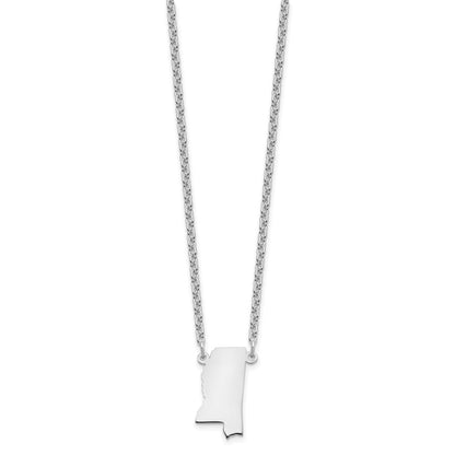 Sterling Silver Silver/Rhodium Plated Mississippi State Necklace