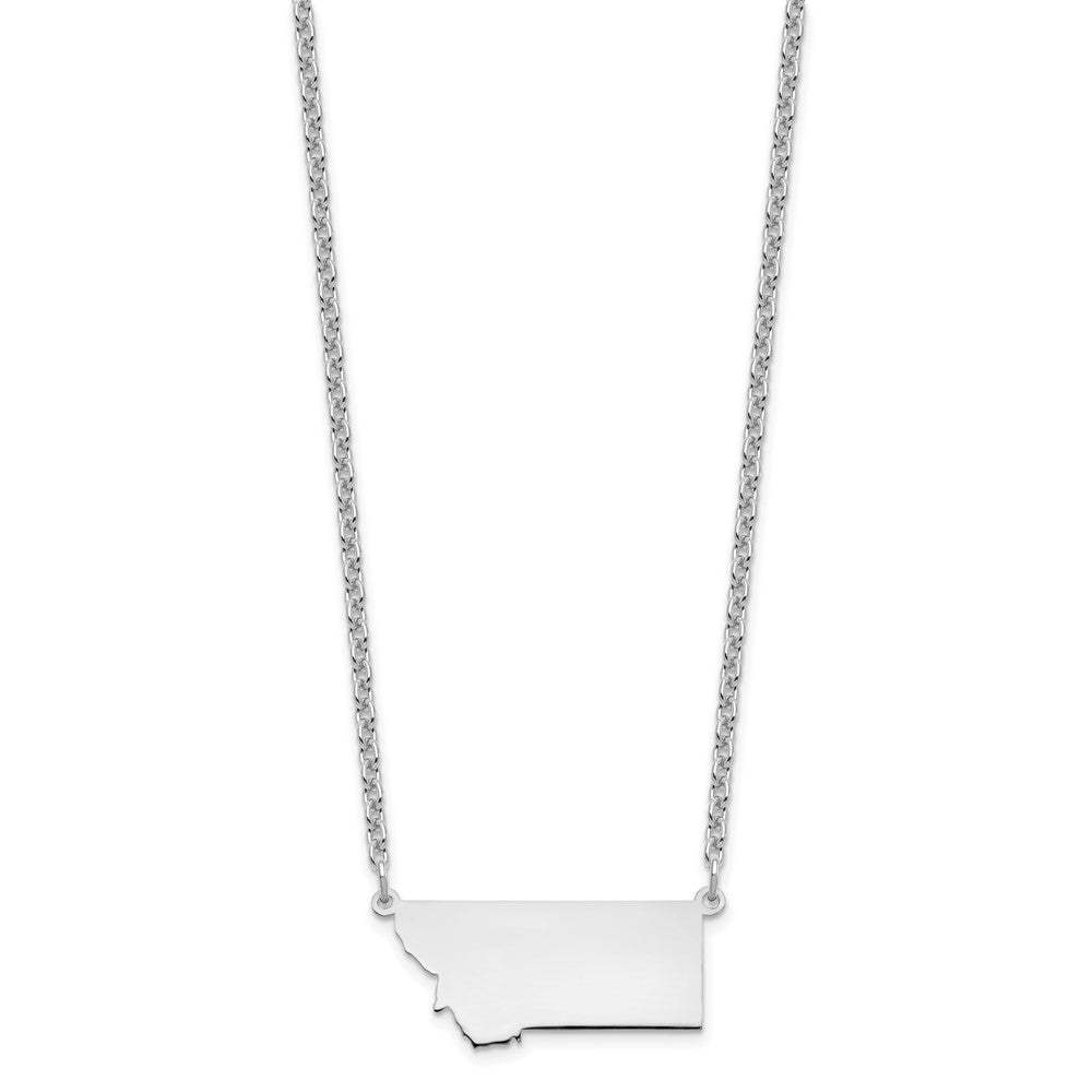 Sterling Silver Silver/Rhodium Plated Montana State Necklace
