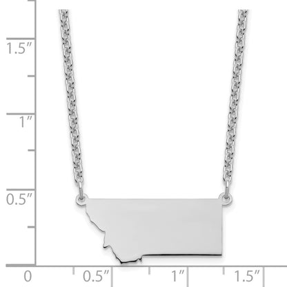 Sterling Silver Silver/Rhodium Plated Montana State Necklace