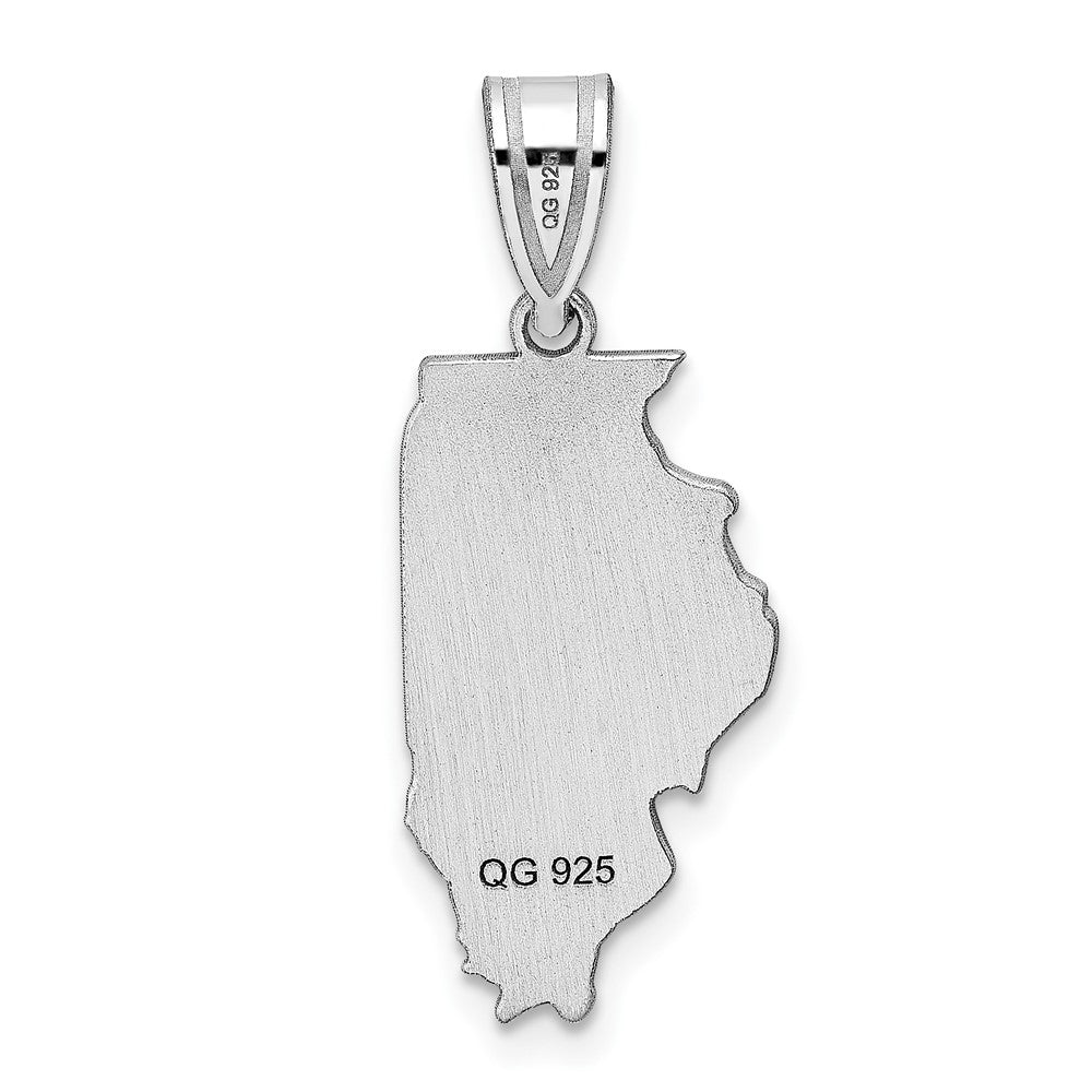 Sterling Silver Silver/Rhodium Plated Illinois State Pendant