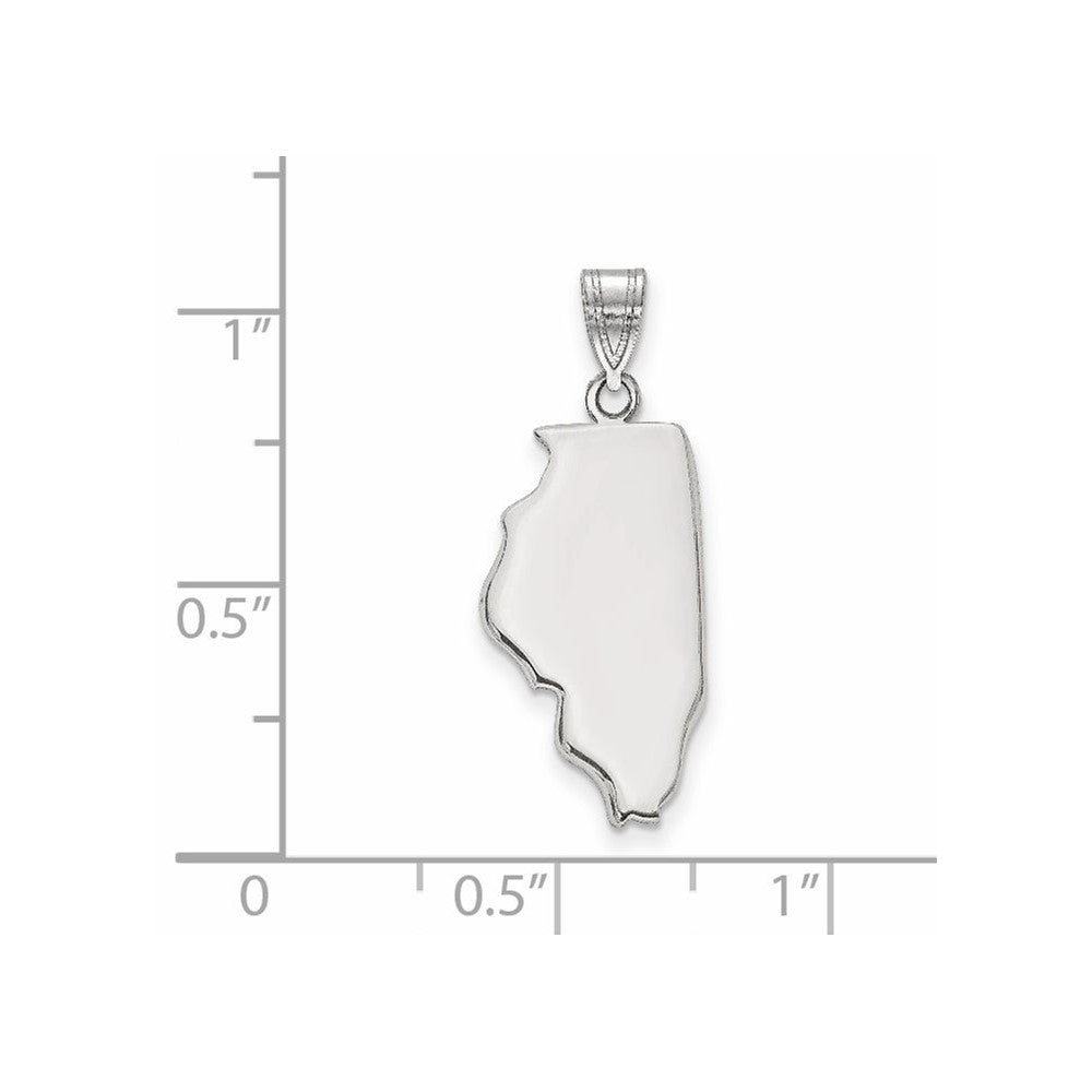 Sterling Silver Silver/Rhodium Plated Illinois State Pendant