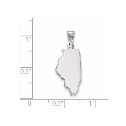 Sterling Silver Silver/Rhodium Plated Illinois State Pendant