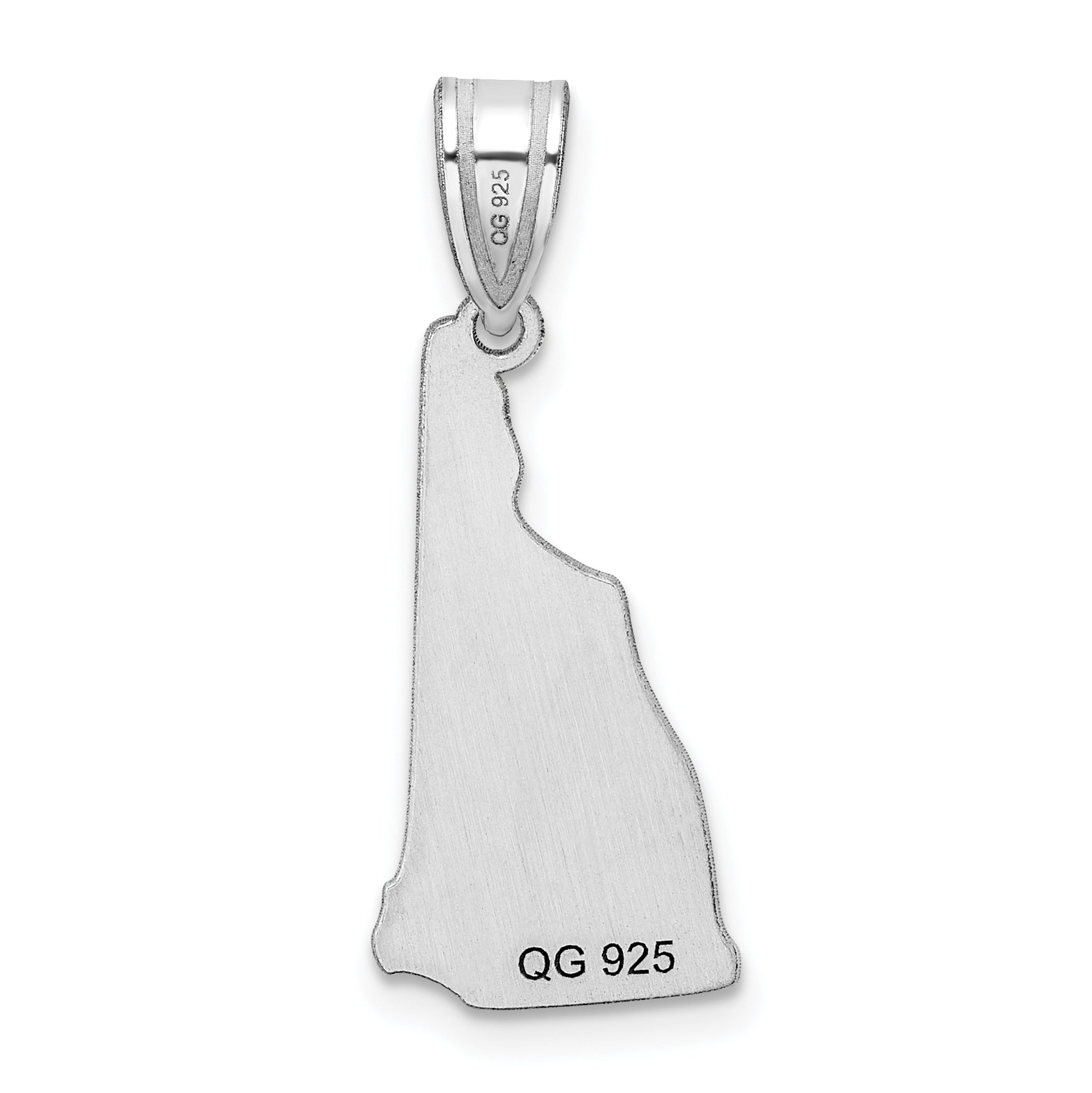 Sterling Silver Silver/Rhodium Plated New Hampshire State Pendant