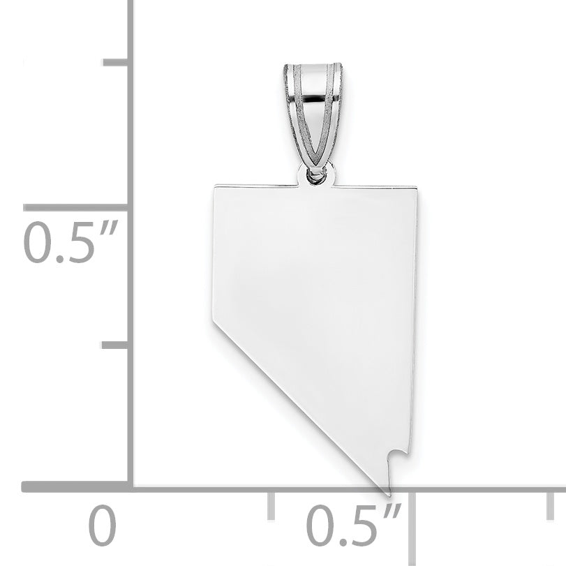 Sterling Silver Silver/Rhodium Plated Nevada State Pendant
