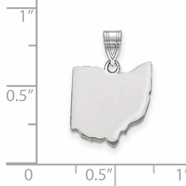 Sterling Silver Silver/Rhodium Plated Ohio State Pendant