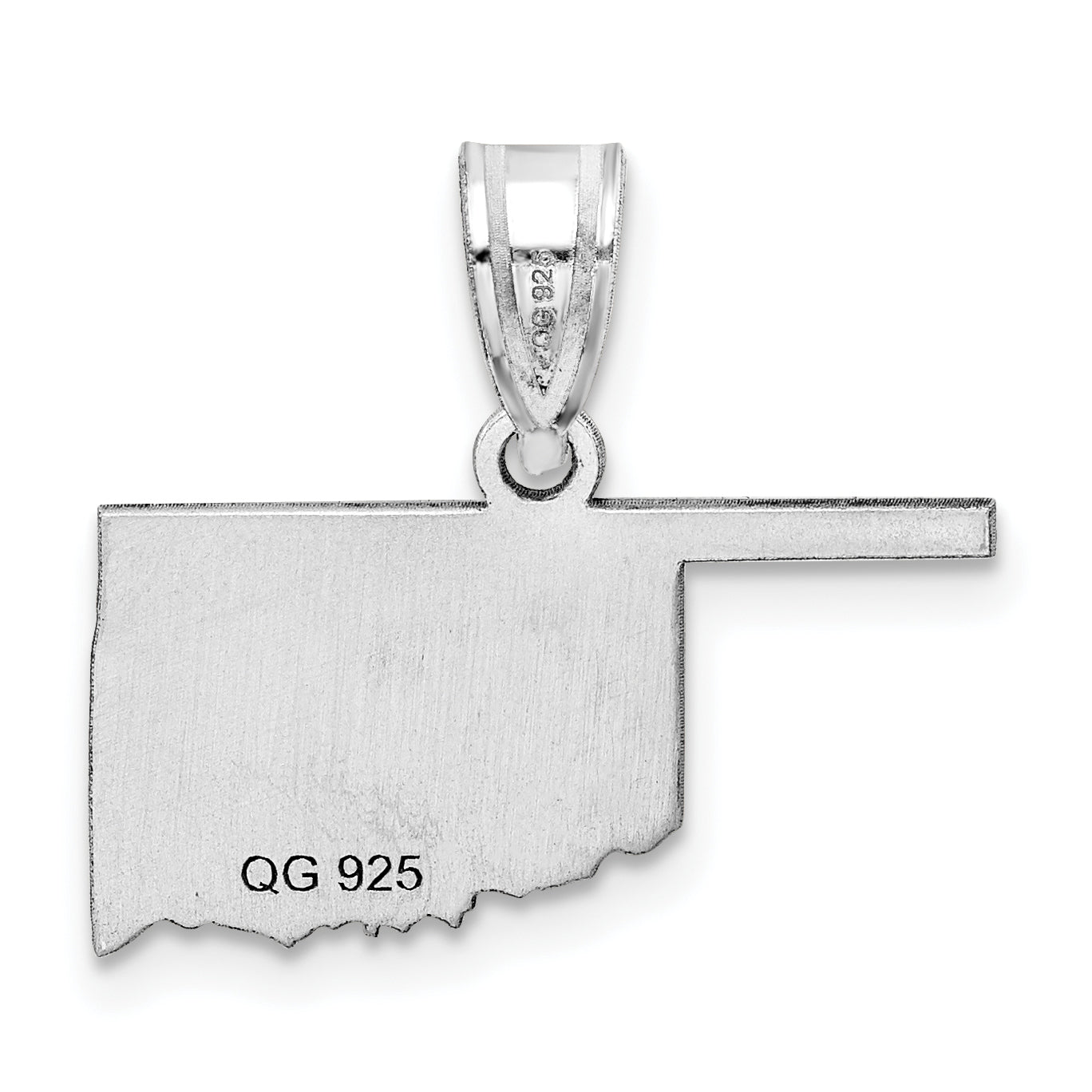 Sterling Silver Silver/Rhodium Plated Oklahoma State Pendant