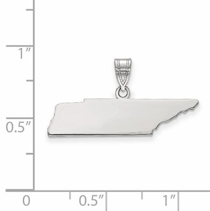Sterling Silver Silver/Rhodium Plated Tennessee State Pendant