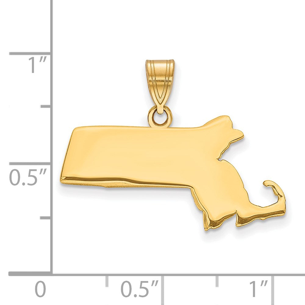 Gold Plated Sterling Silver/Gold Massachusetts State Pendant