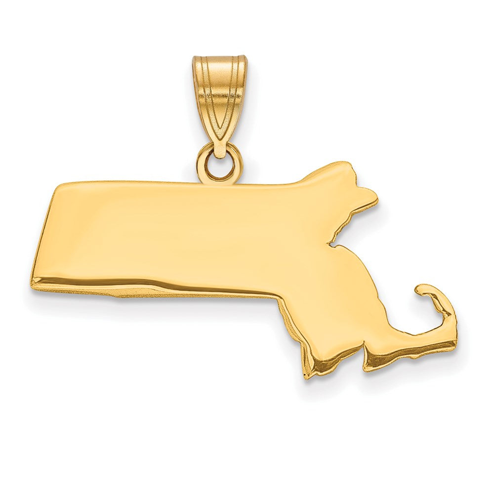 Gold Plated Sterling Silver/Gold Massachusetts State Pendant