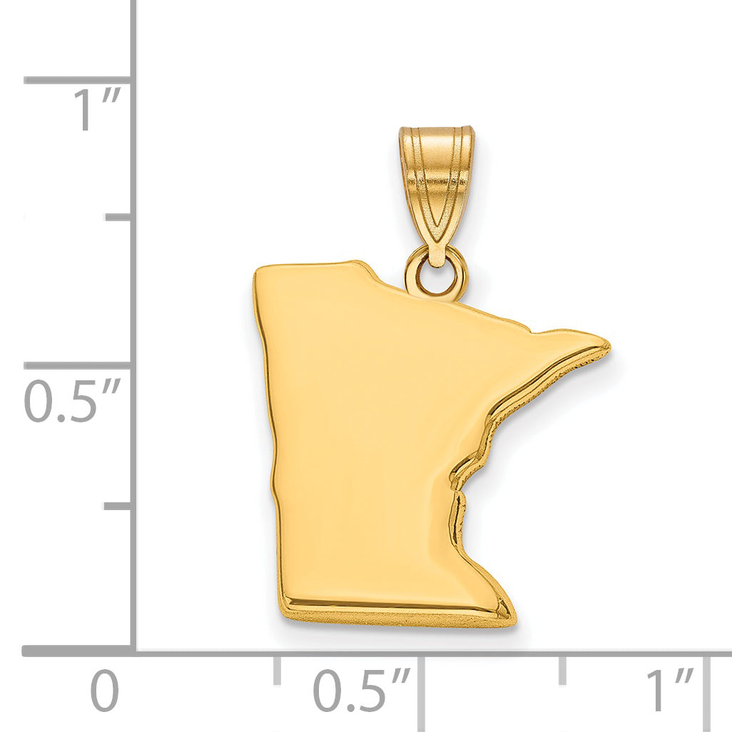 Gold Plated Sterling Silver/Gold Minnesota State Pendant