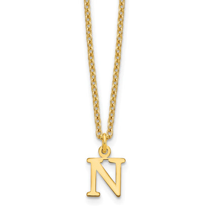 Gold Plated Sterling Silver Cutout Letter N Initial Necklace
