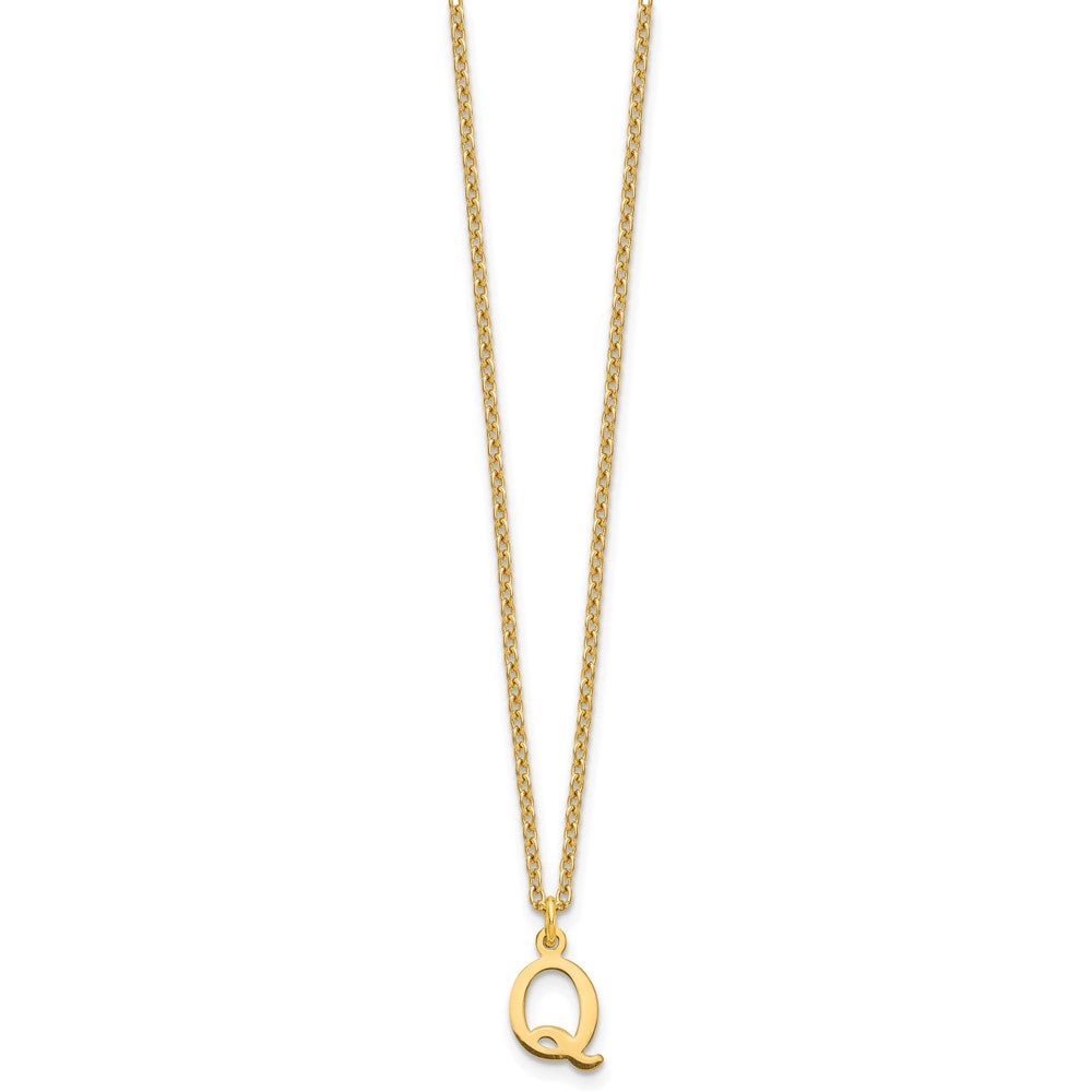 Gold Plated Sterling Silver Cutout Letter Q Initial Necklace