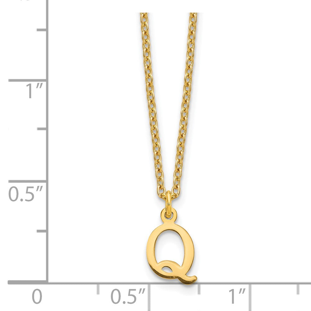 Gold Plated Sterling Silver Cutout Letter Q Initial Necklace