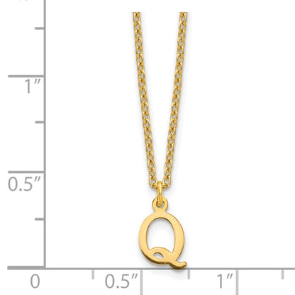 Gold Plated Sterling Silver Cutout Letter Q Initial Necklace