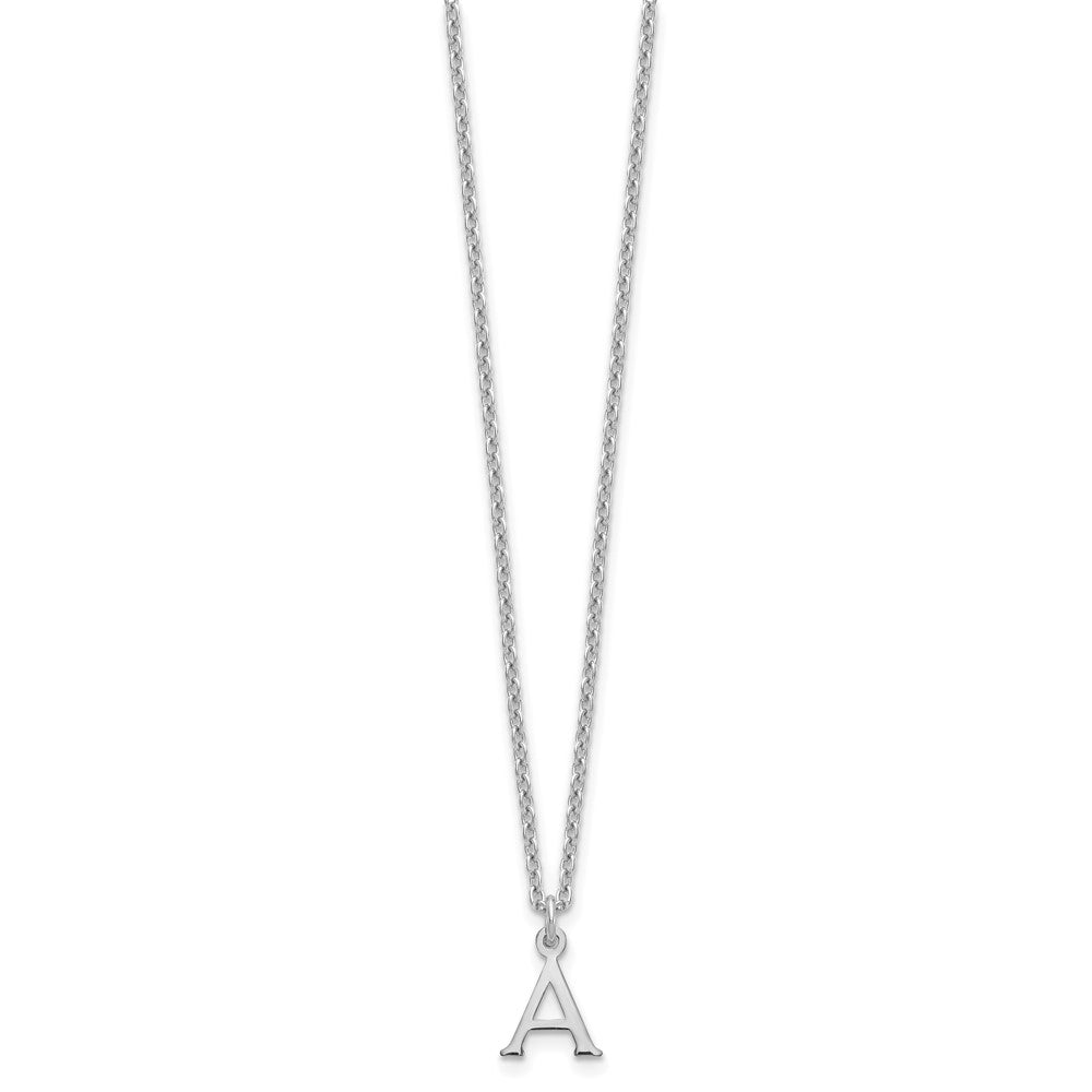 Sterling Silver Rhodium Plated Cutout Letter A Initial Necklace