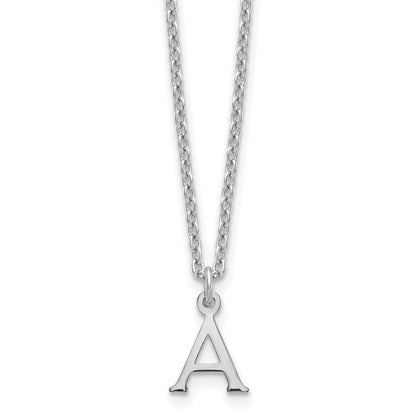 Sterling Silver Rhodium Plated Cutout Letter A Initial Necklace