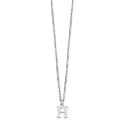 Sterling Silver Rhodium Plated Cutout Letter H Initial Necklace
