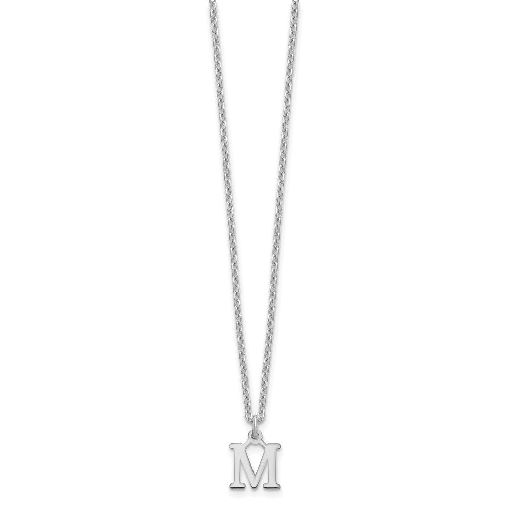 Sterling Silver Rhodium Plated Cutout Letter M Initial Necklace