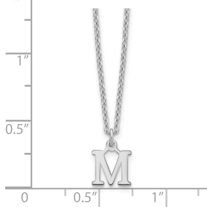 Sterling Silver Rhodium Plated Cutout Letter M Initial Necklace