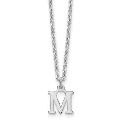 Sterling Silver Rhodium Plated Cutout Letter M Initial Necklace