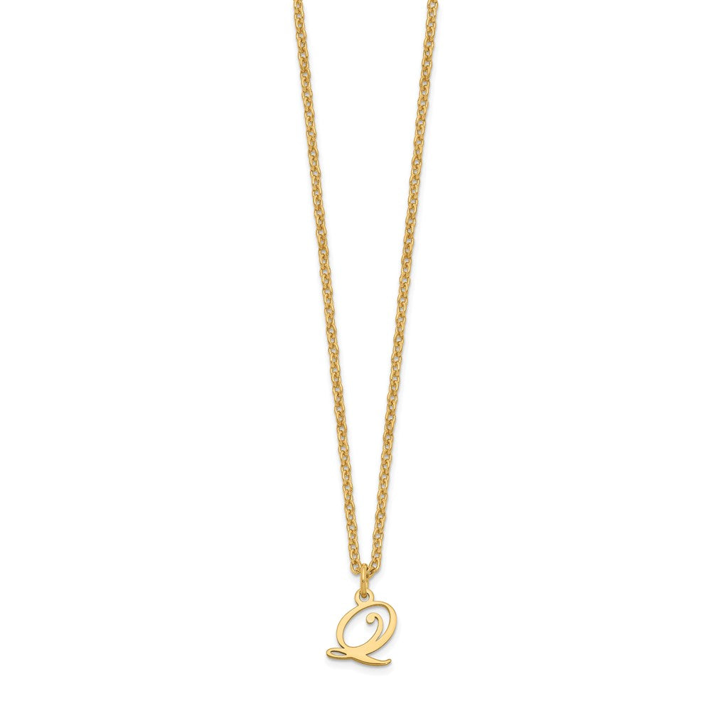 Gold Plated Sterling Silver Letter Q Initial Necklace