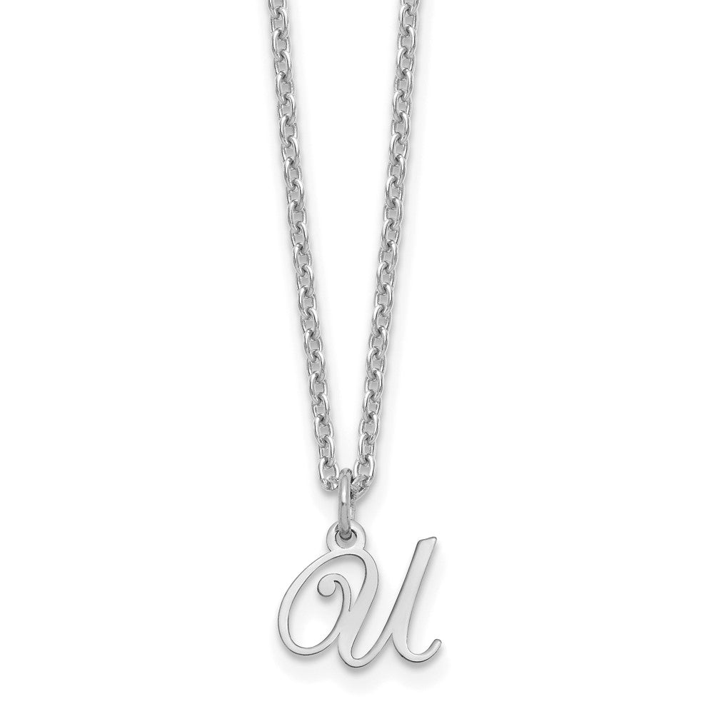 Sterling Silver Rhodium Plated Letter U Initial Necklace
