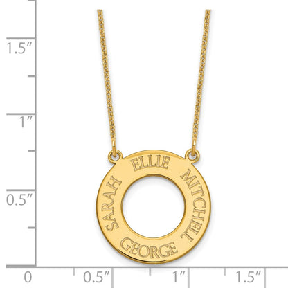 14K Yellow Gold Circle With 4 Name Necklace