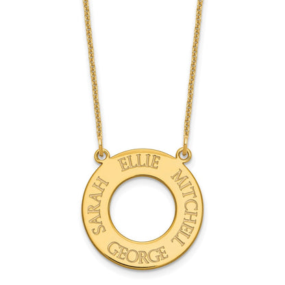 14K Yellow Gold Circle With 4 Name Necklace