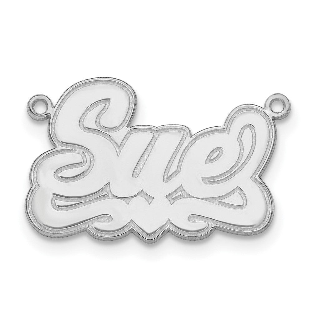 Sterling Silver Silver/Rhodium Plated Etched Heart Name Plate