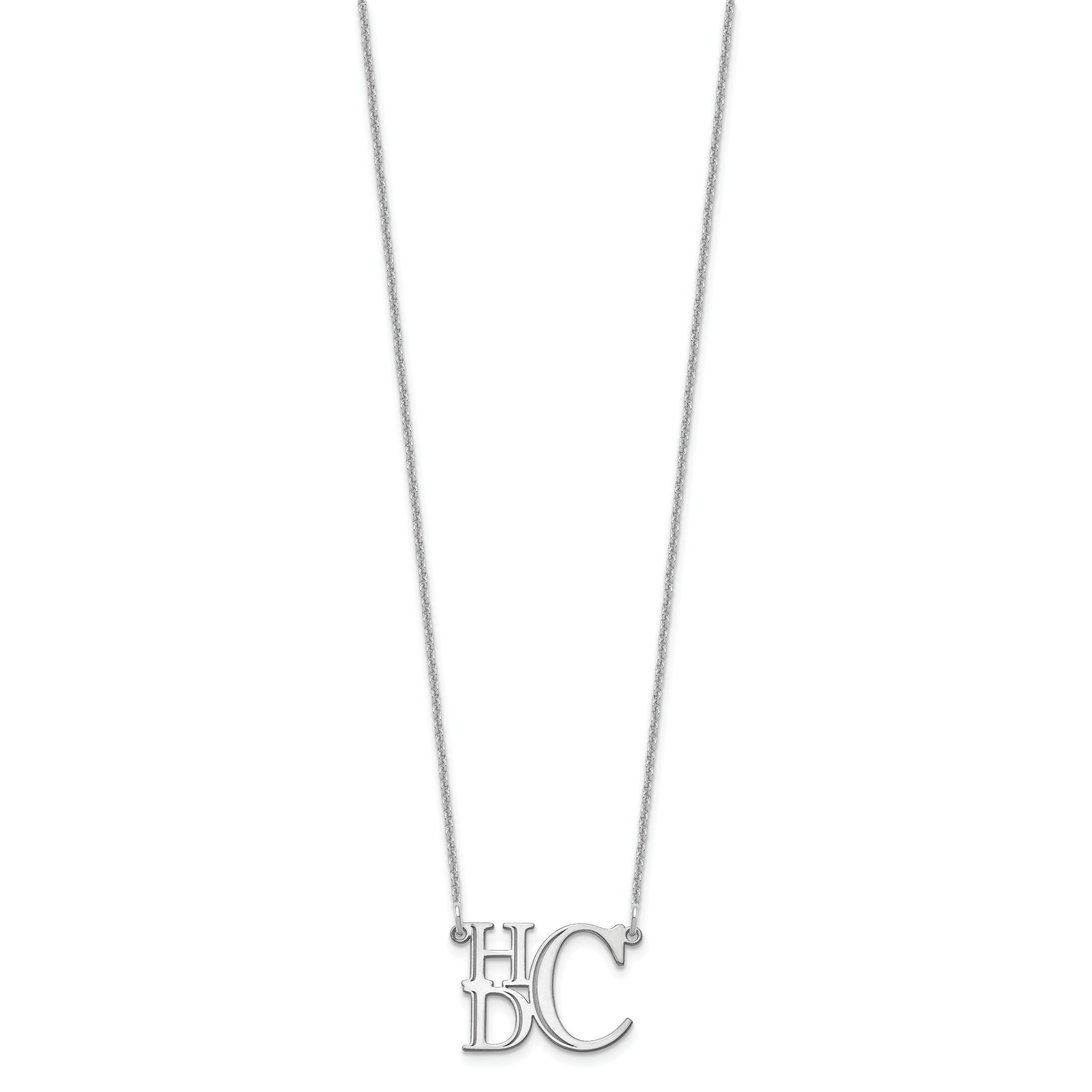 14K White Gold Semi Stacked Monogram Necklace