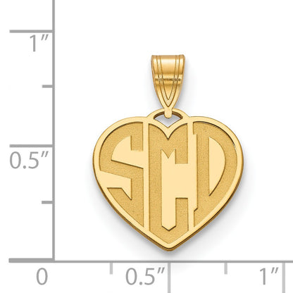 Gold Plated Sterling Silver/Gold Etched Monogram Heart Necklace