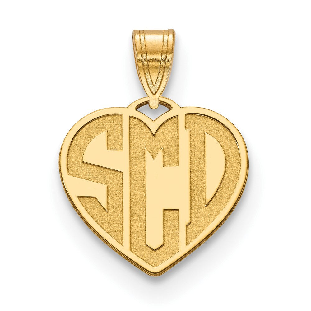 Gold Plated Sterling Silver/Gold Etched Monogram Heart Necklace