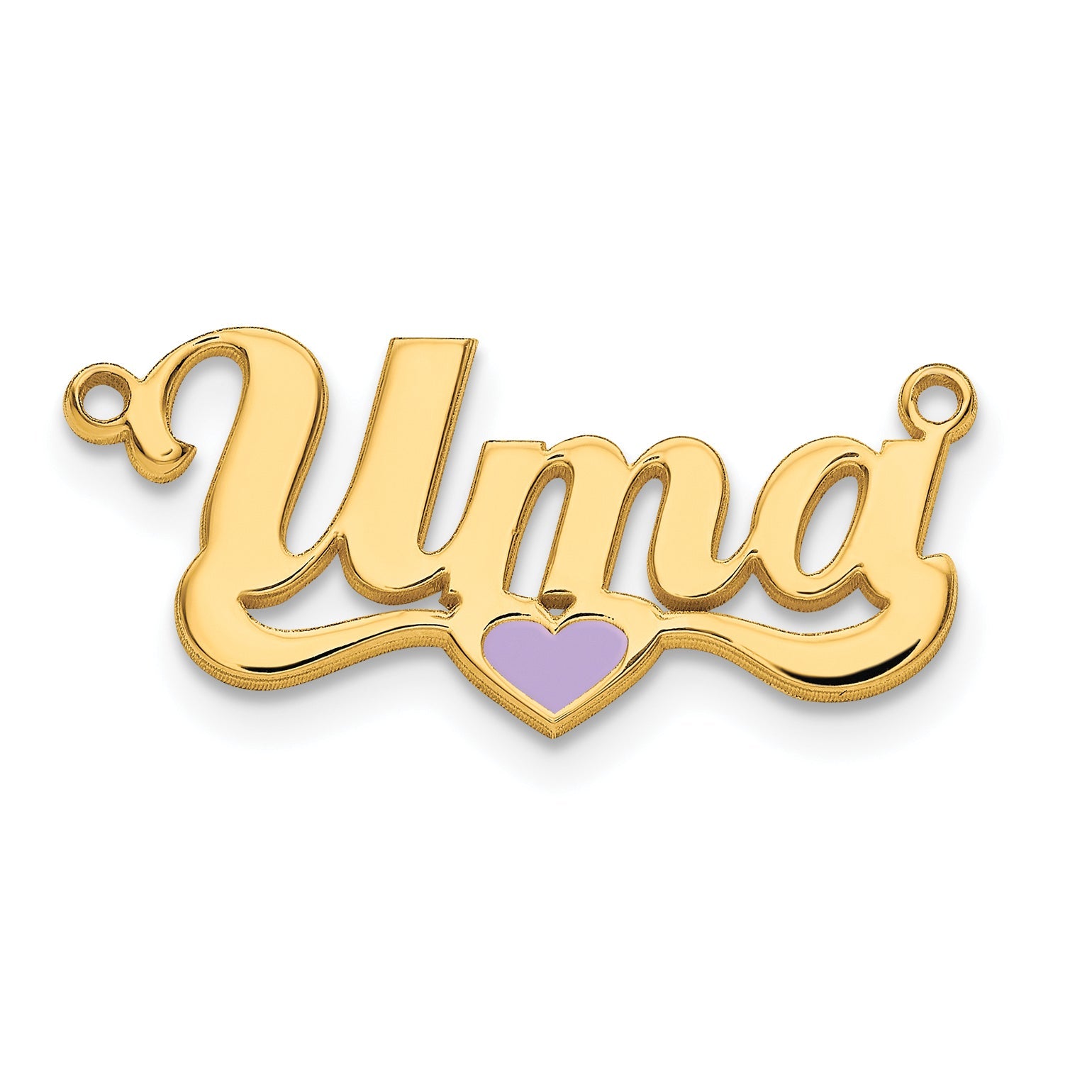 Gold Plated Sterling Silver/Gold Epoxy Heart Name Plate