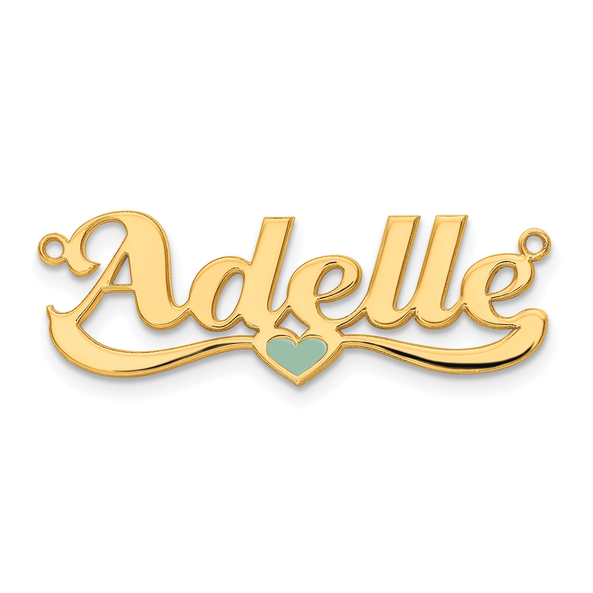 Gold Plated Sterling Silver/Gold Epoxy Heart Name Plate