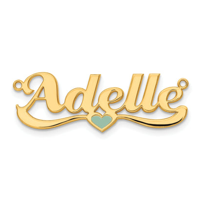 Gold Plated Sterling Silver/Gold Epoxy Heart Name Plate