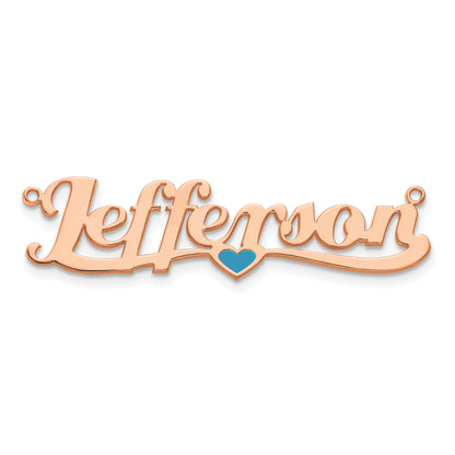 Gold Plated Sterling Silver/Rose Epoxy Heart Name Plate